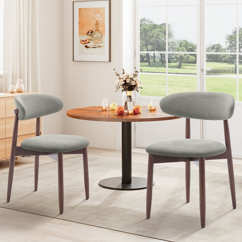 Modern Fabric Upholstered Kitchen Side Chairs, Farmhouse Dining Room Chair with Foot Pegs - set of 2 - Green