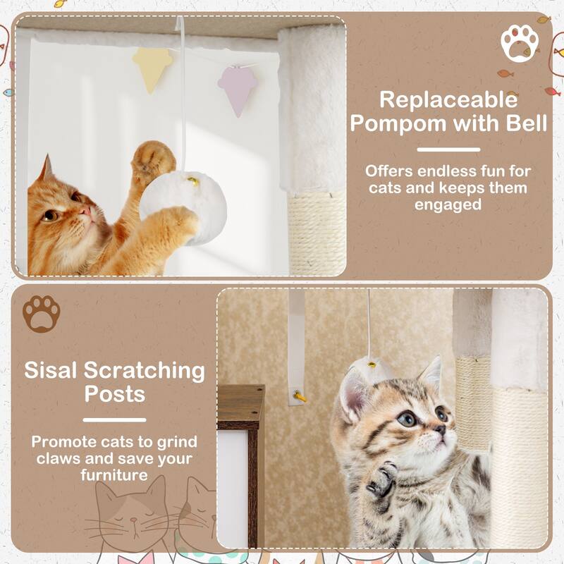 Gymax 59 inch Cat Tree w/ Litter Box Enclosure w/ Hidden Washroom