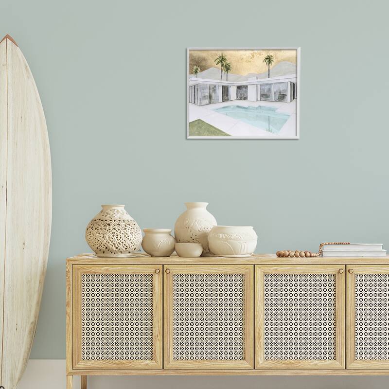 Stupell Modern Chic Pool View Framed Giclee Art Design By Michael Willett