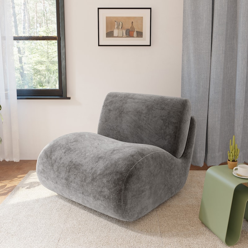 33'' W Swivel Armless Sponge Filling Bean Bag Accent Chair Lounger - Taupe