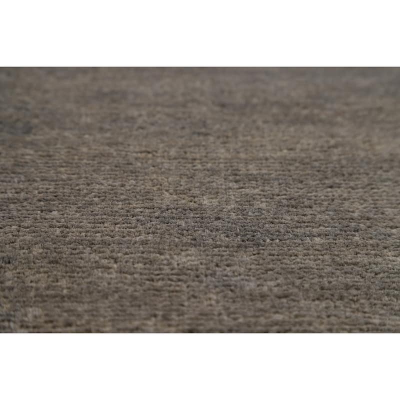 Hand Knotted Oriental 100% Wool Carpet Modern Solid Greys & Charcoal Gabbeh Area Rug - 4' 4'' X 3' 4''