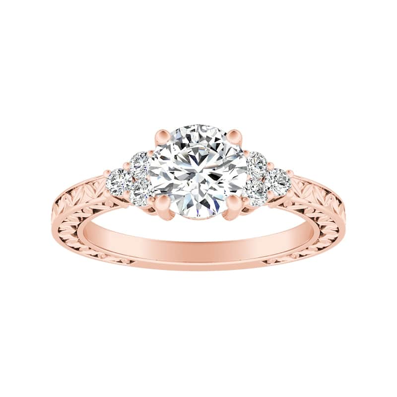 Auriya 14k Gold Modern 1 1/10ctw Round Halo Diamond Engagement Ring (G-H, VS1-VS2) - 7.5 - Rose