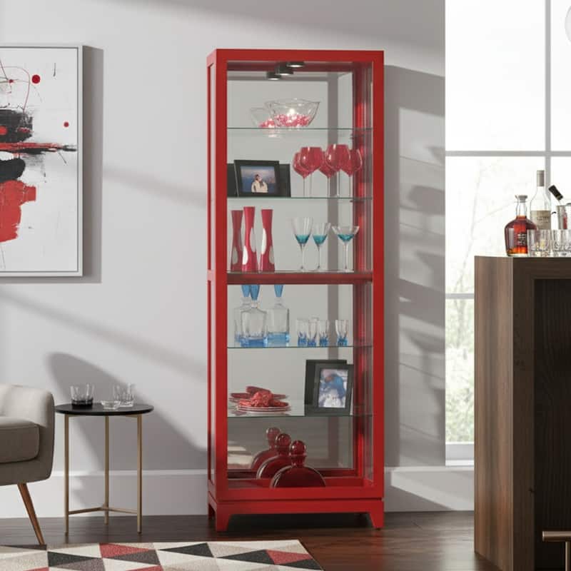 Howard Miller Luke Red Wood Curio Cabinet with Six Shelves - Red