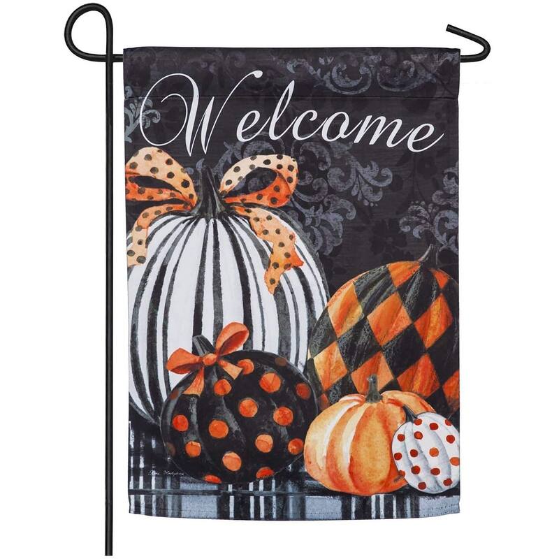 Elegant Pattern Pumpkins Garden Suede Flag and Sassafras Door Mat Set - Multi-Color