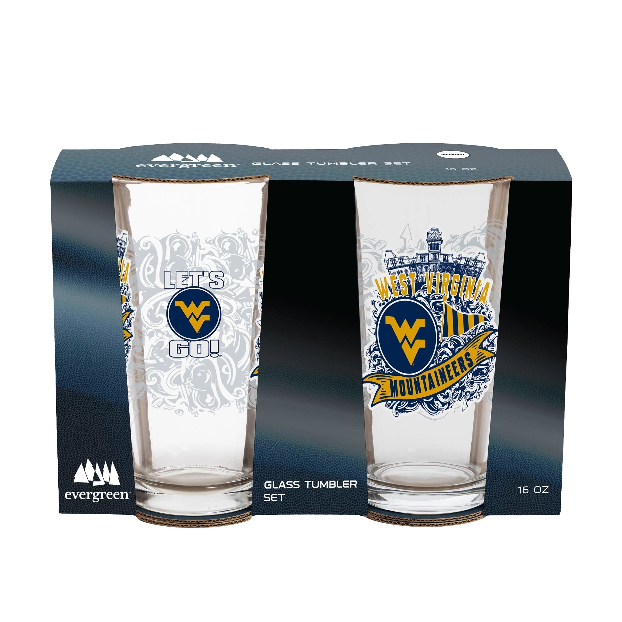 West Virginia University 16 oz Pint Glasses, Set of 2 - 16 oz