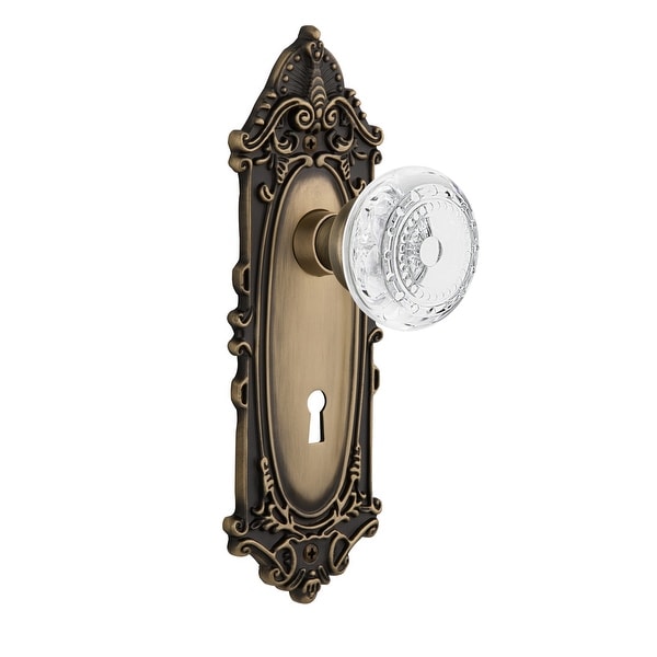 Nostalgic Warehouse VICCME_PSG_234_KH Vintage Crystal Meadows Passage Door Knob Set with Victorian Rose, 2-3/4" Backset and