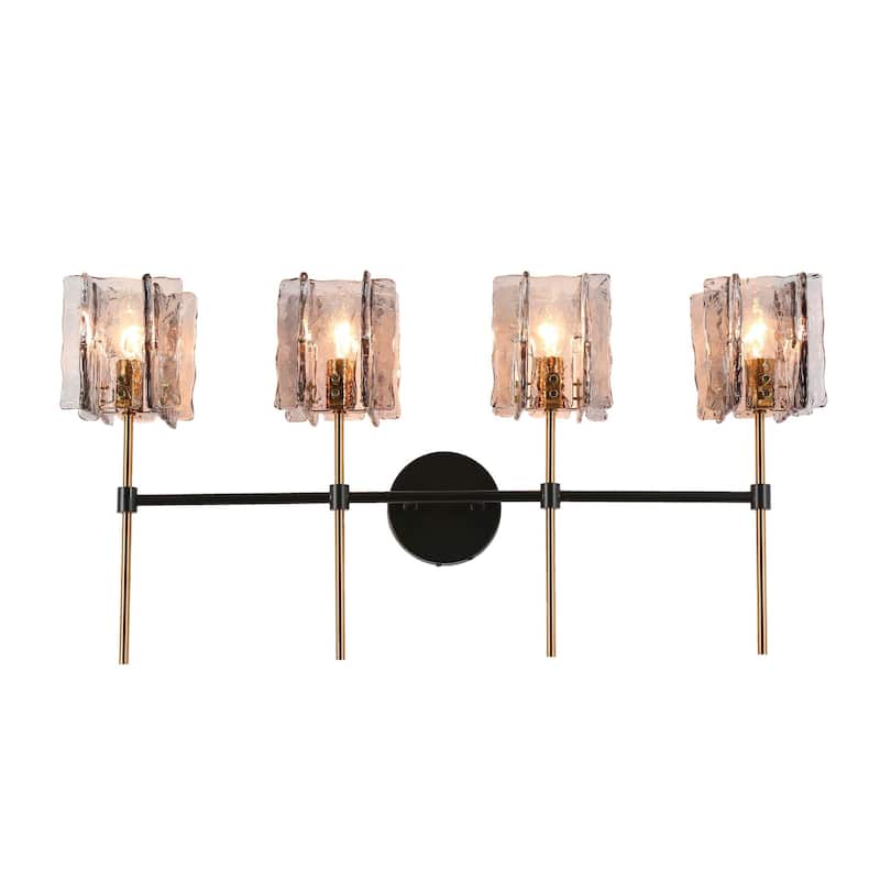 Kasy Modern 4-Light Bathroom Vanity Lights Smokey Grey Glass Wall Sconces