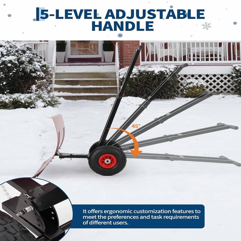 29x20 In Heavy Duty Rolling Snow Shovel With Wheels Double Armrests - 29x20 In