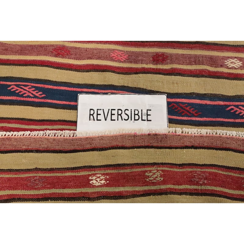 Hand Woven Oriental 100% Wool Carpet Southwestern Tribal Multi-Colored Kilim Area Rug - 7' 11'' X 5' 7''