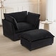preview thumbnail 9 of 24, Modern Chenille Armchair with Plush Cushions and Movable Ottoman by Harper&Bright Designs Black