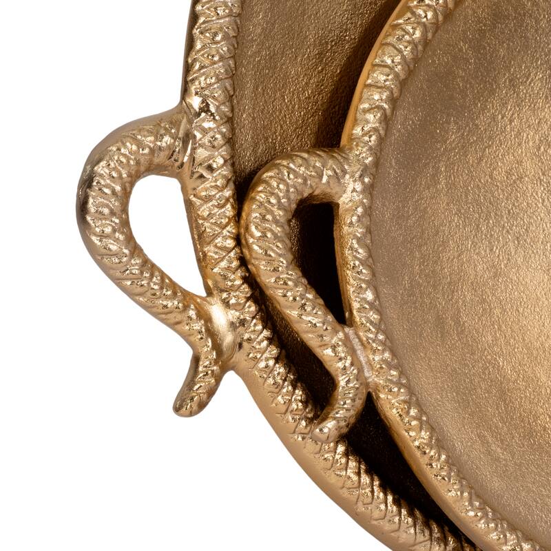 Metal Faux Snake Border Round Trays Set of 2 - Gold, 15" - 19.0"