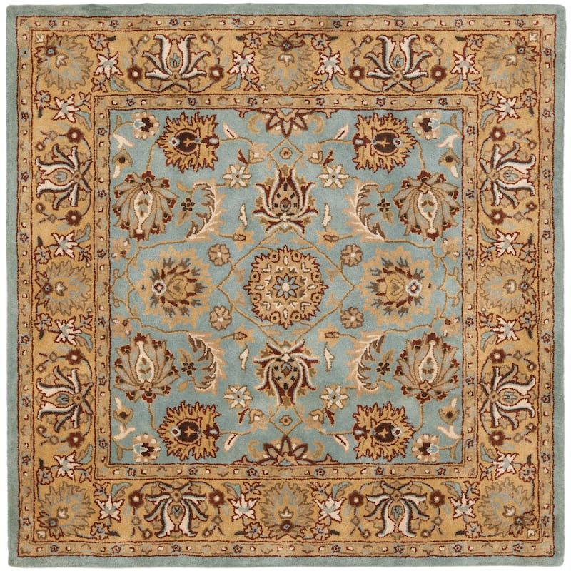 SAFAVIEH Handmade Heritage Arlete Traditional Oriental Wool Rug - 6' Square - Blue/Gold