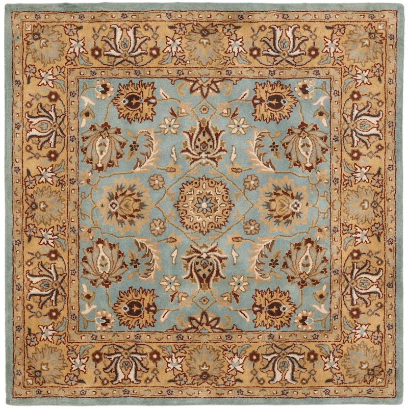 SAFAVIEH Handmade Heritage Mallory Traditional Oriental Wool Rug - 10' x 10' Square - Blue/Gold
