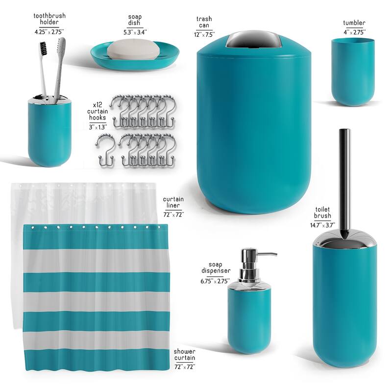 Clara Clark 20 Piece Complete Bathroom Accessories Kit with Shower Curtain Set