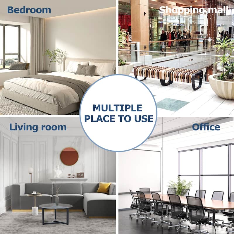 Roomfitters Round Glass Coffee Table with Tempered Glass Top, Modern Cocktail Center Table with Sturdy Wood Base for Living Room