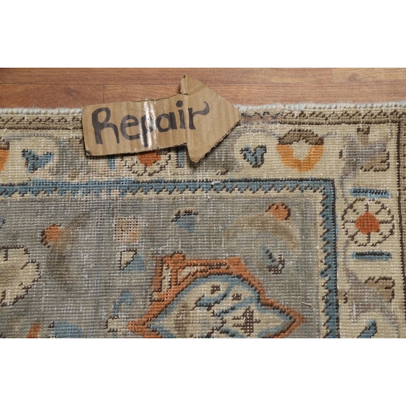 Light Blue Tabriz Persian Area Rug Traditional Handmade Wool Carpet - 8'6"x 12'10"