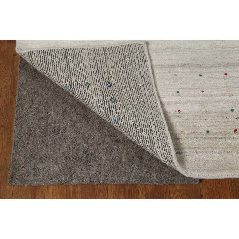Hand Knotted Oriental 100% Wool Carpet Tribal Tribal Beige & Ivories Gabbeh Area Rug - 9' 11'' X 8' 1''