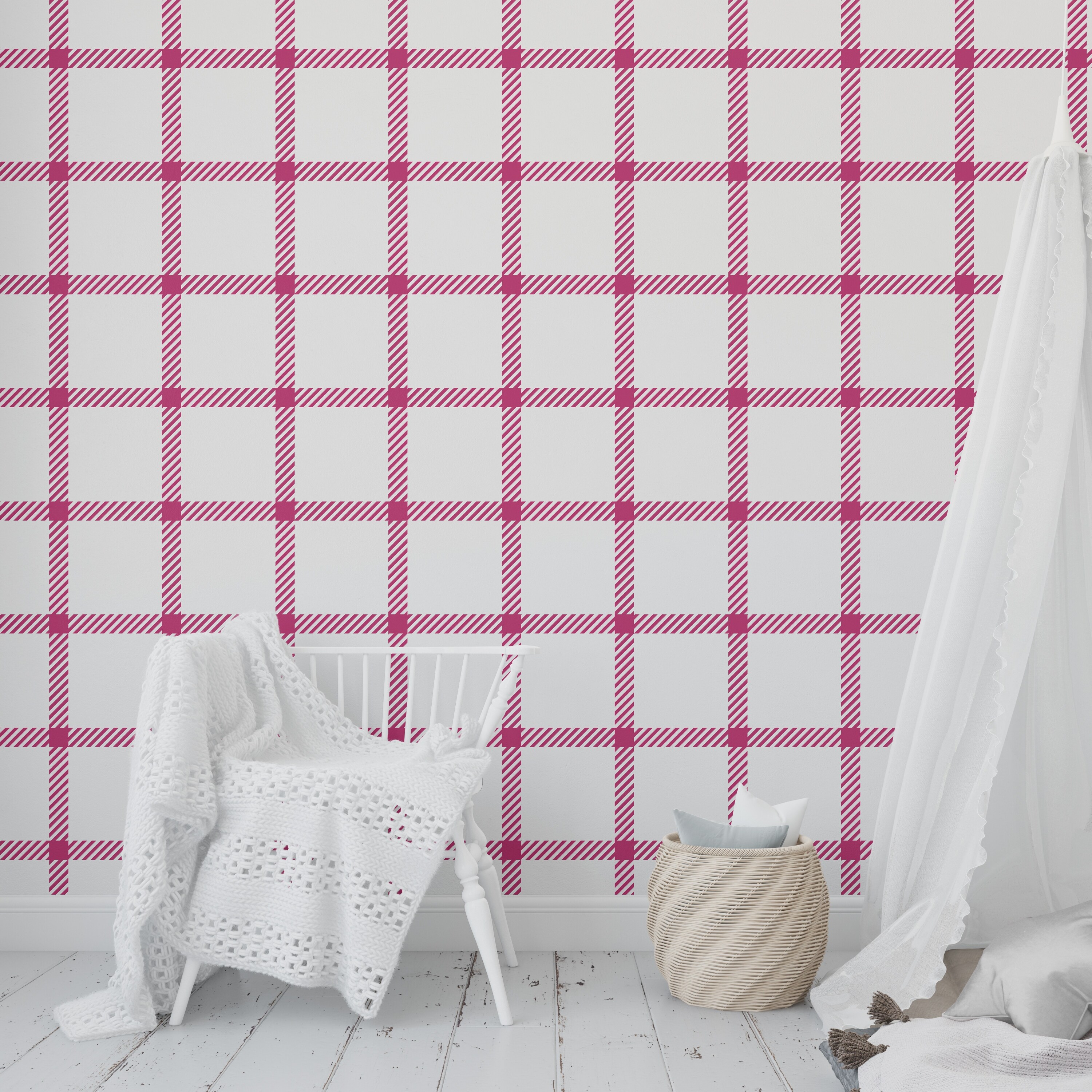Shop Christmas In Connecticut Bright Pink Peel And Stick Wallpaper