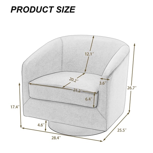 dimension image slide 3 of 5, Modern 360°Swivel Accent Chairs Barrel Armchairs