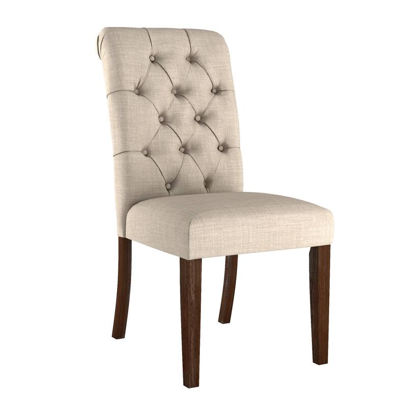 Benchwright Linen Tufted Dining Chair with Brown Finish Legs (Set of 2) by iNSPIRE Q Artisan