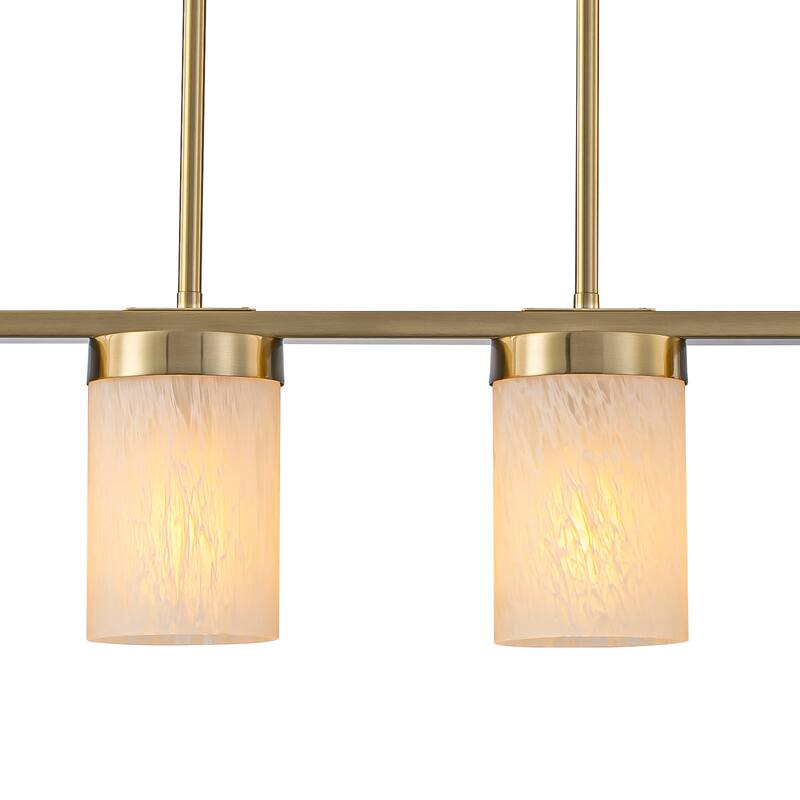 4-Light Faux Marble Glass Island Pendant Light Modern Kitchen - Dia.28.94-in