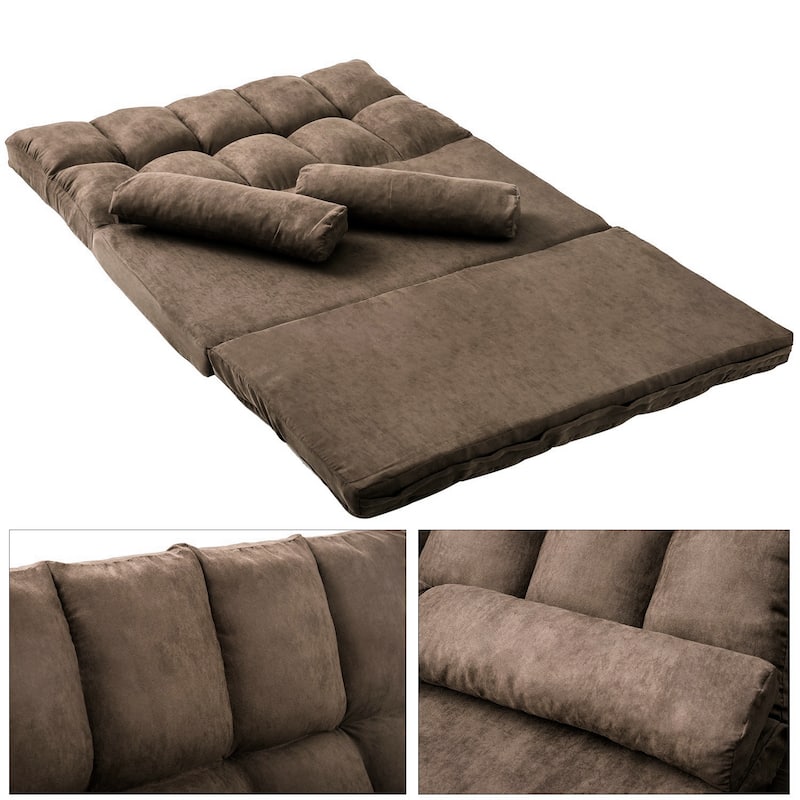 Double Chaise Lounge Sofa Floor Couch with 2 Pillows