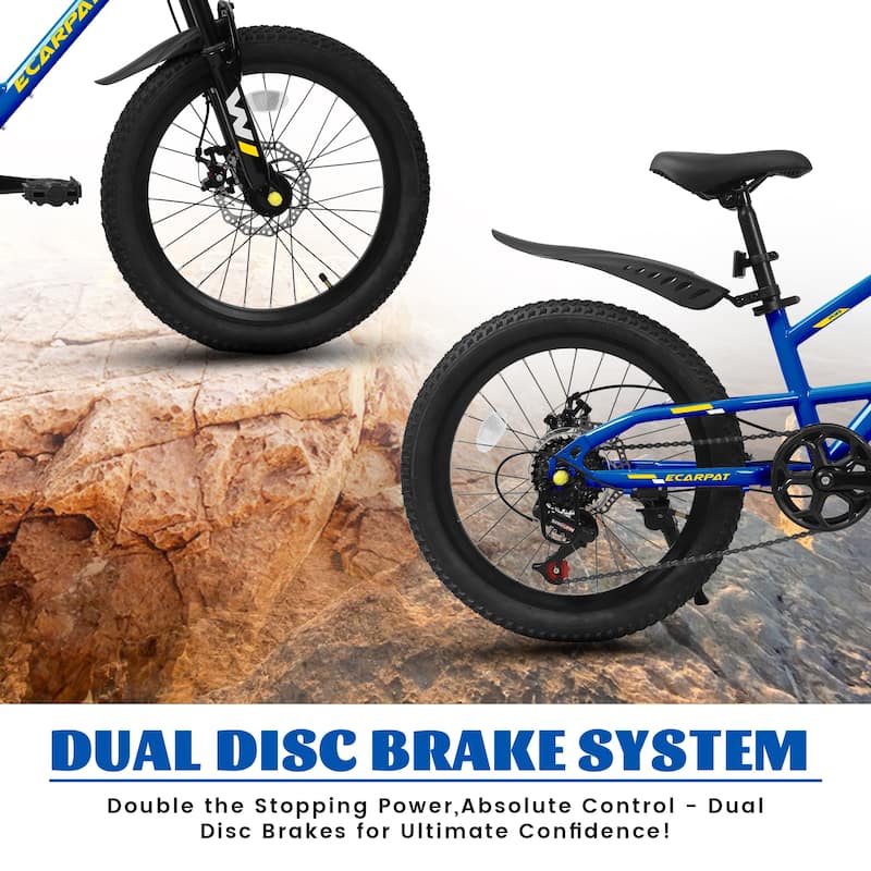 20 Inch Kids Mountain Bike with Front Suspension, 7-Speed, Steel Frame, Boys & Girls Ages 6-12