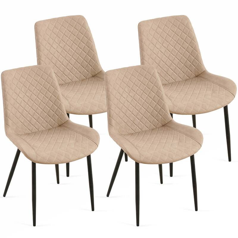 4PCS PU Armless Dining Chairs - Beige
