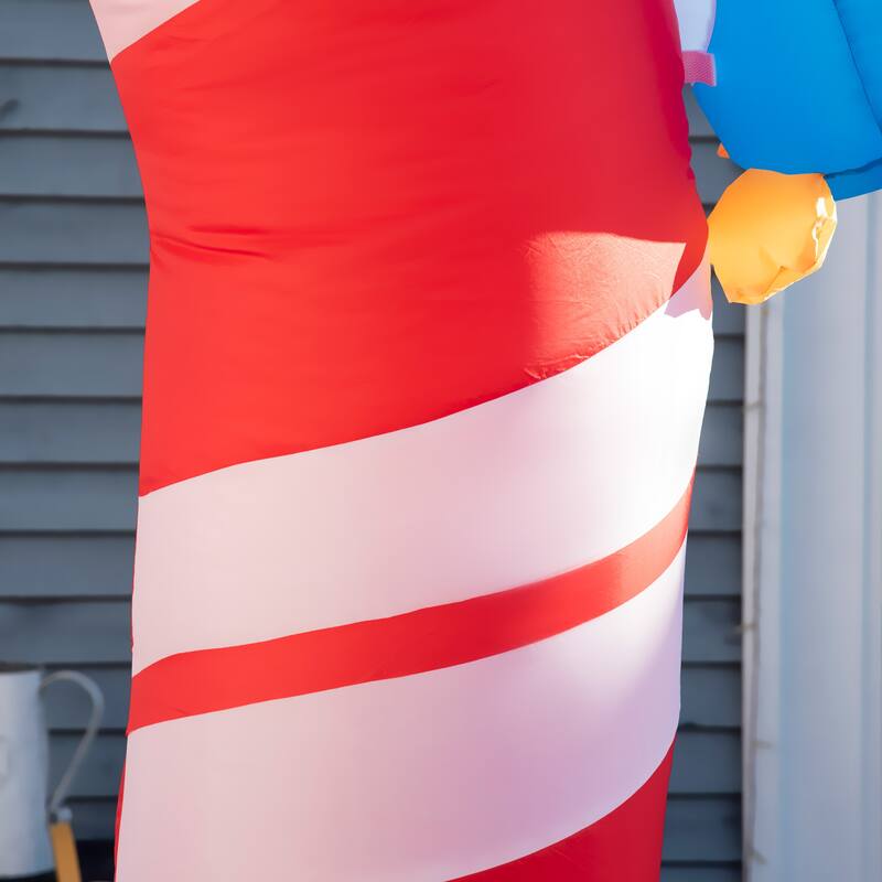 Outsunny 8ft Christmas Inflatable Candy Cane Archway with Three Penguins and Gift Boxes