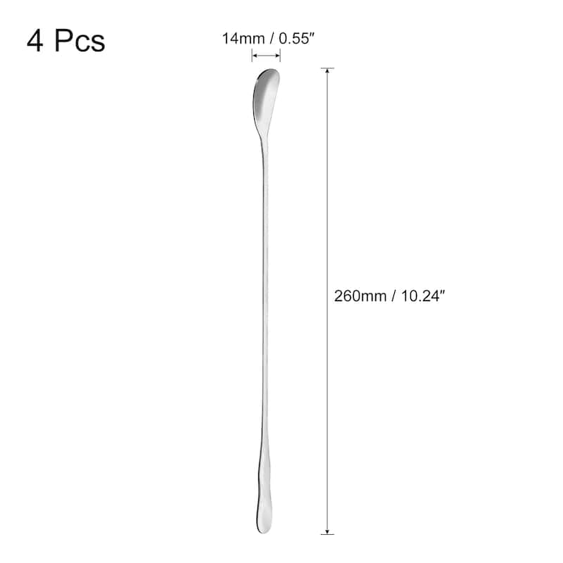 Stainless Steel Stirring Spoon, 4Pcs 10.24-Inch Long Handle Spoon - Silver