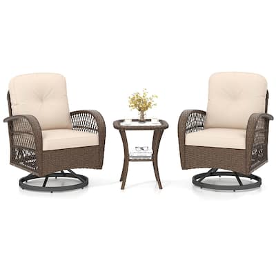 Costway 3 PCS Patio Swivel Rocker Set Gliding Bistro Furniture Set - See Details