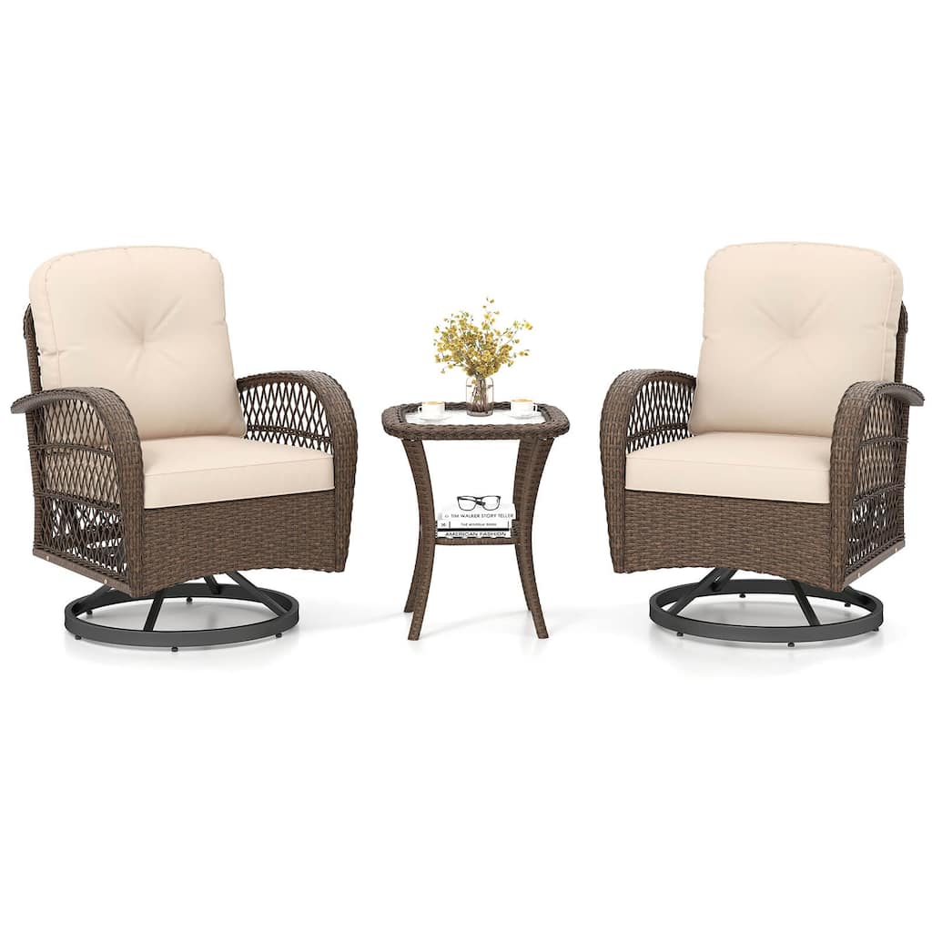 Costway 3 PCS Patio Swivel Rocker Set Gliding Bistro Furniture Set - See Details