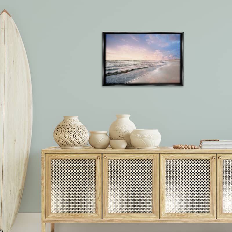 Stupell Receding Beach Shore Framed Floater Canvas Wall Art Design By Natalie Carpentieri