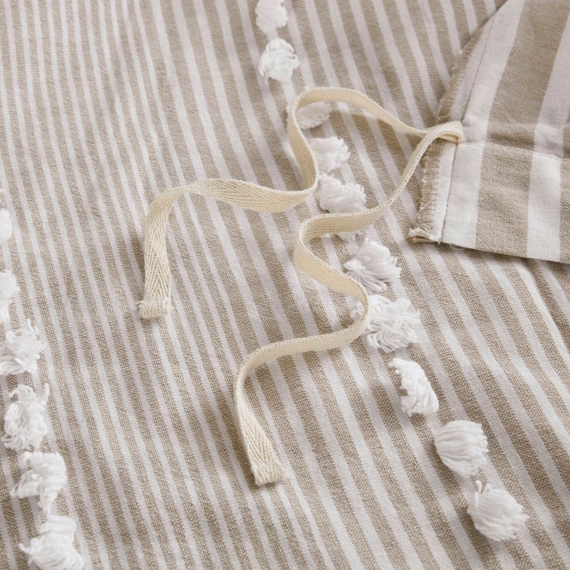 Harbor House Anslee Taupe 3 Piece Cotton Yarn Dyed Duvet Cover Set