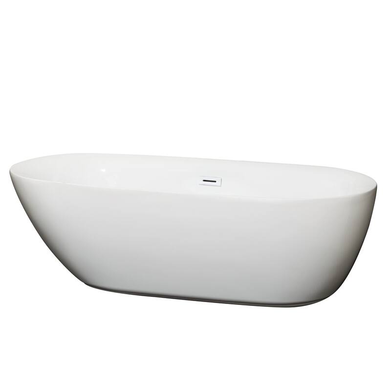 Wyndham Collection Melissa 71" Free Standing Acrylic Soaking Tub with - White / Shiny White Trim