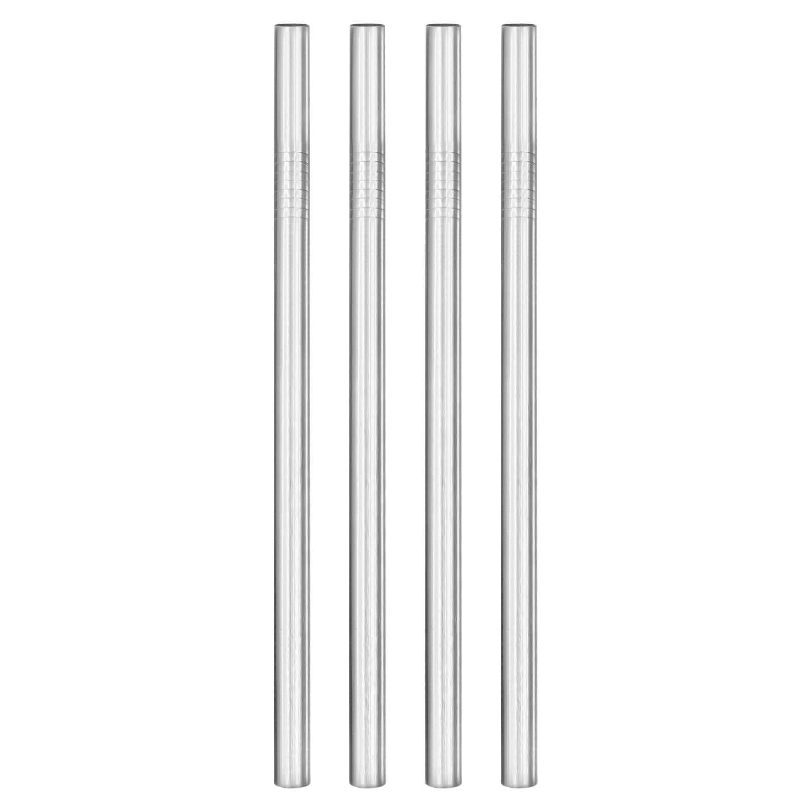 Reusable Metal Straws 4Pcs, Stainless Steel Straight Drinking