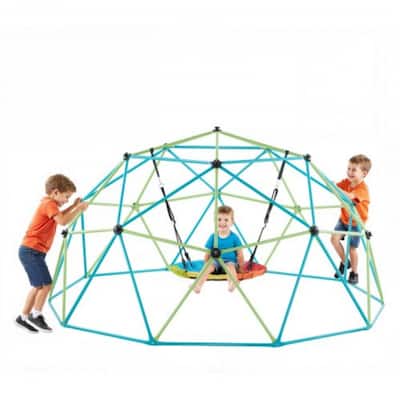 10FT Jungle Gym Climbing Dome for Kids with Saucer Swing and Promotes Active Play and Fitness - 120 x 120 x 60 in