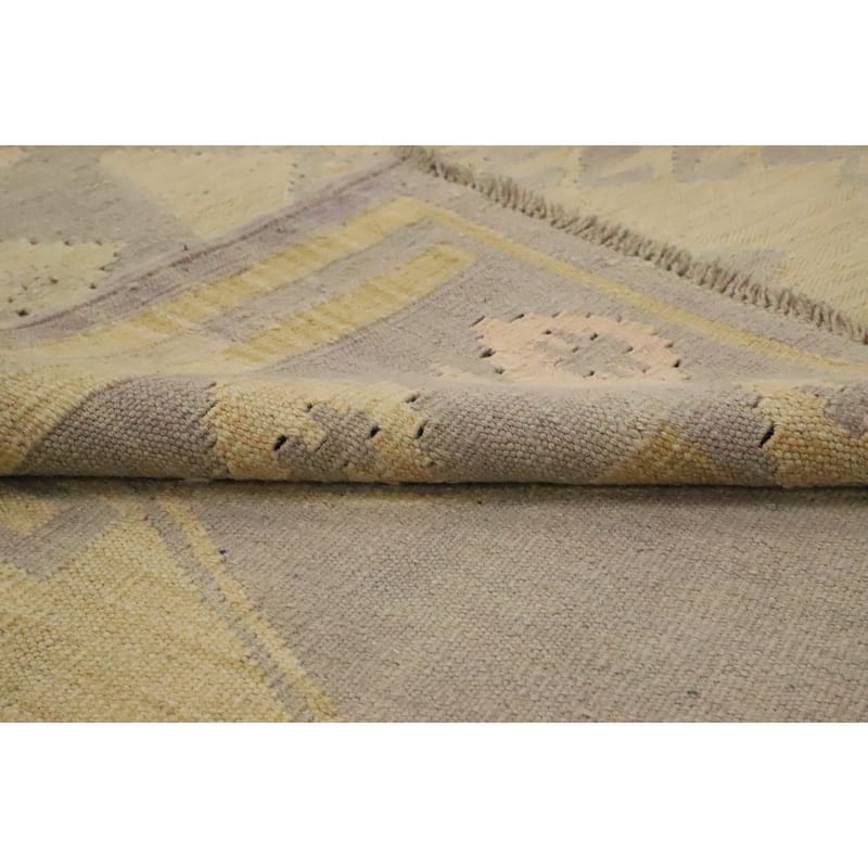 Hand Woven Oriental 100% Wool Carpet Southwestern Tribal Purples Kilim Area Rug - 9' 11'' X 6' 9''