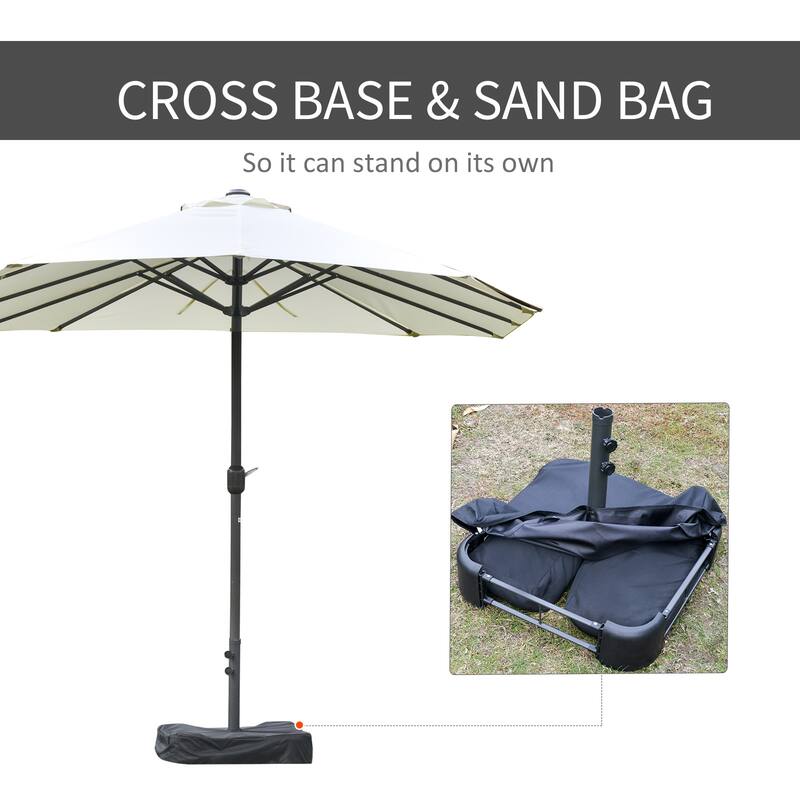 15-Foot Double-Sided Rectangular Patio Umbrella with Easy Crank and Sun Protection