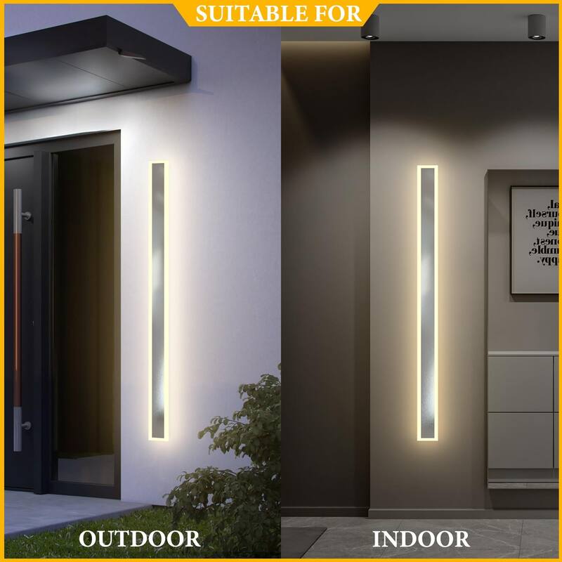 Set of 2 Outdoor Long Strip LED Wall Sconce RGBCW Wall Light Lamp