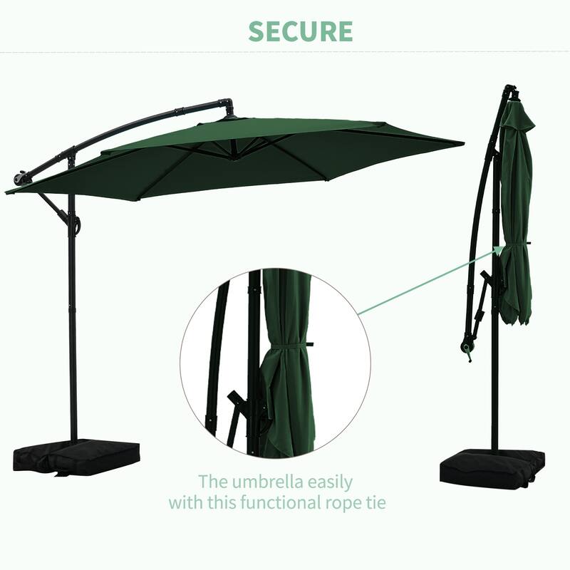 Ainfox 10 ft Cantilever Offset Outdoor Patio Umbrella with Base Stand Rotate and Tilt