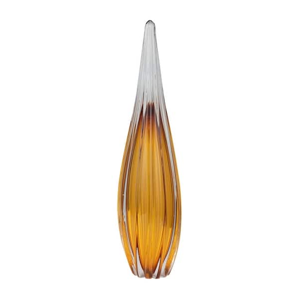 slide 2 of 8, Sagebrook Home Artisan Abstract Paperweight Glass Modern Sculpture 5" x 5" x 19" - Two tone Orange