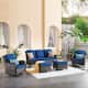 Option Navy Blue-Brown Wicker