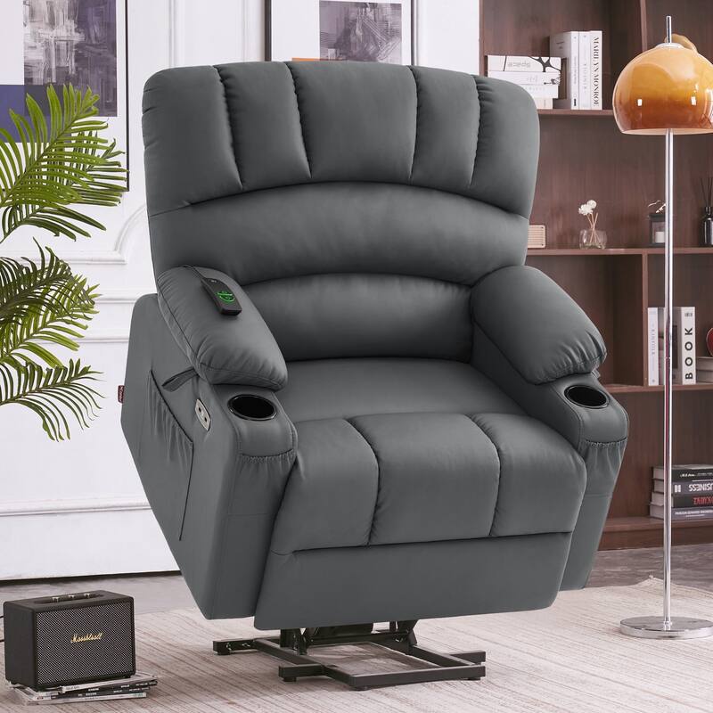 MCombo Power Lift Recliner Chair Sofa with Massage and Heat, Faux ...