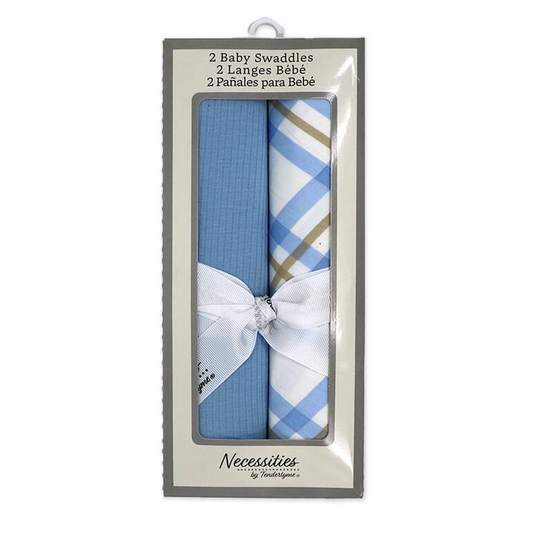 Baby Boys and Baby Girls 2 Piece Knit Swaddle Blankets - Blue