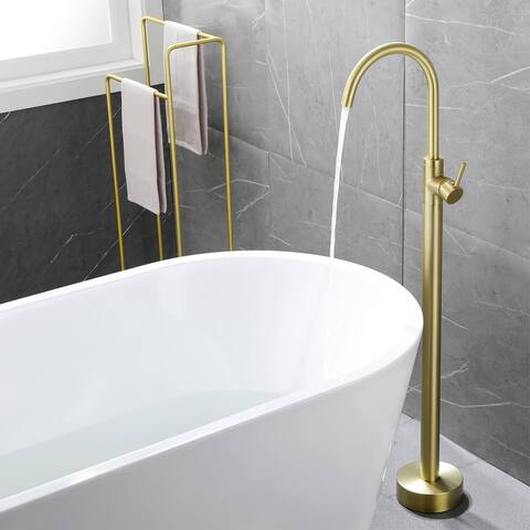 Freestanding Tub Faucet Floor Mount Tub Filler Single Handle Bathtub Faucet With Swivel Spout