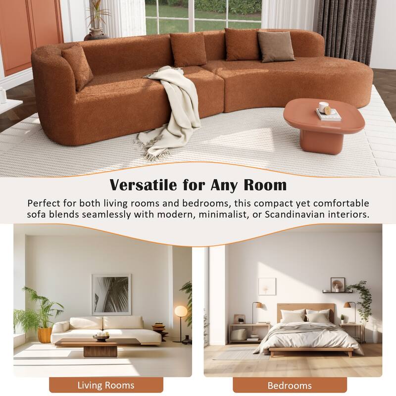 Modular Curved Sectional Sofa, Chenille Fabric Sofa with 4 Pillows, High-Density Compressed Sponge Deep Seat Sofa