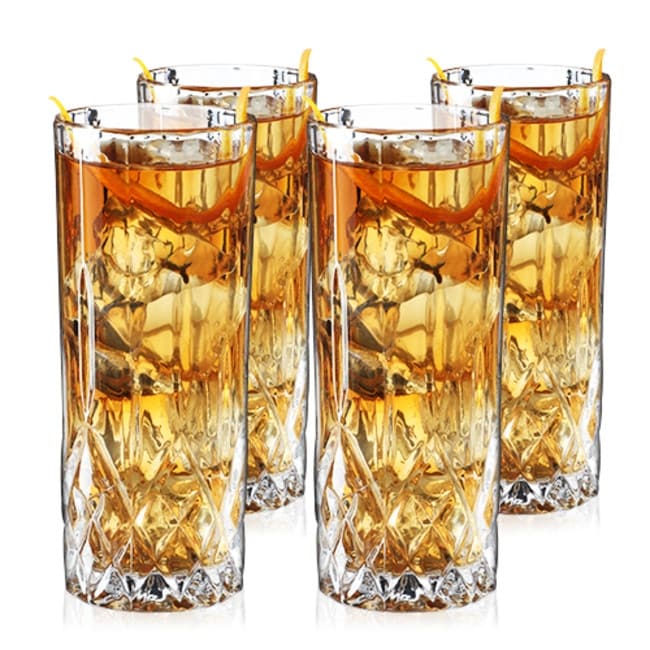 Viski Admiral Crystal Highball Glasses - Fancy Tall Drinking Glass