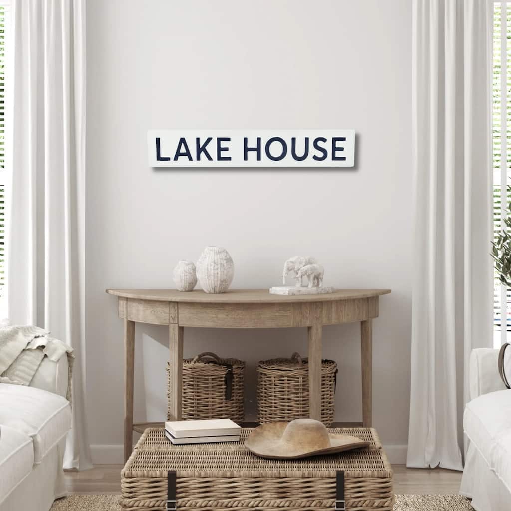 Rectangular Lake House Wall Sign - 23.75" - White
