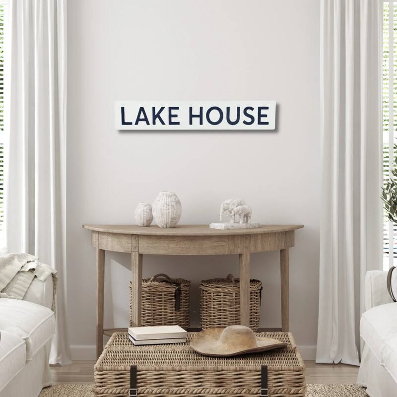Lake House Rectangular Wall Sign - 23.75" - White